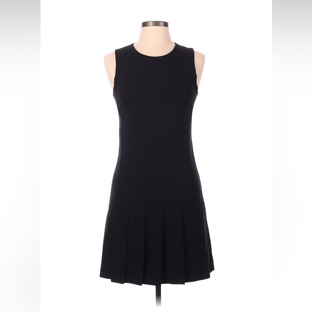 Theory Black Sleeveless Mini Pleated Dress